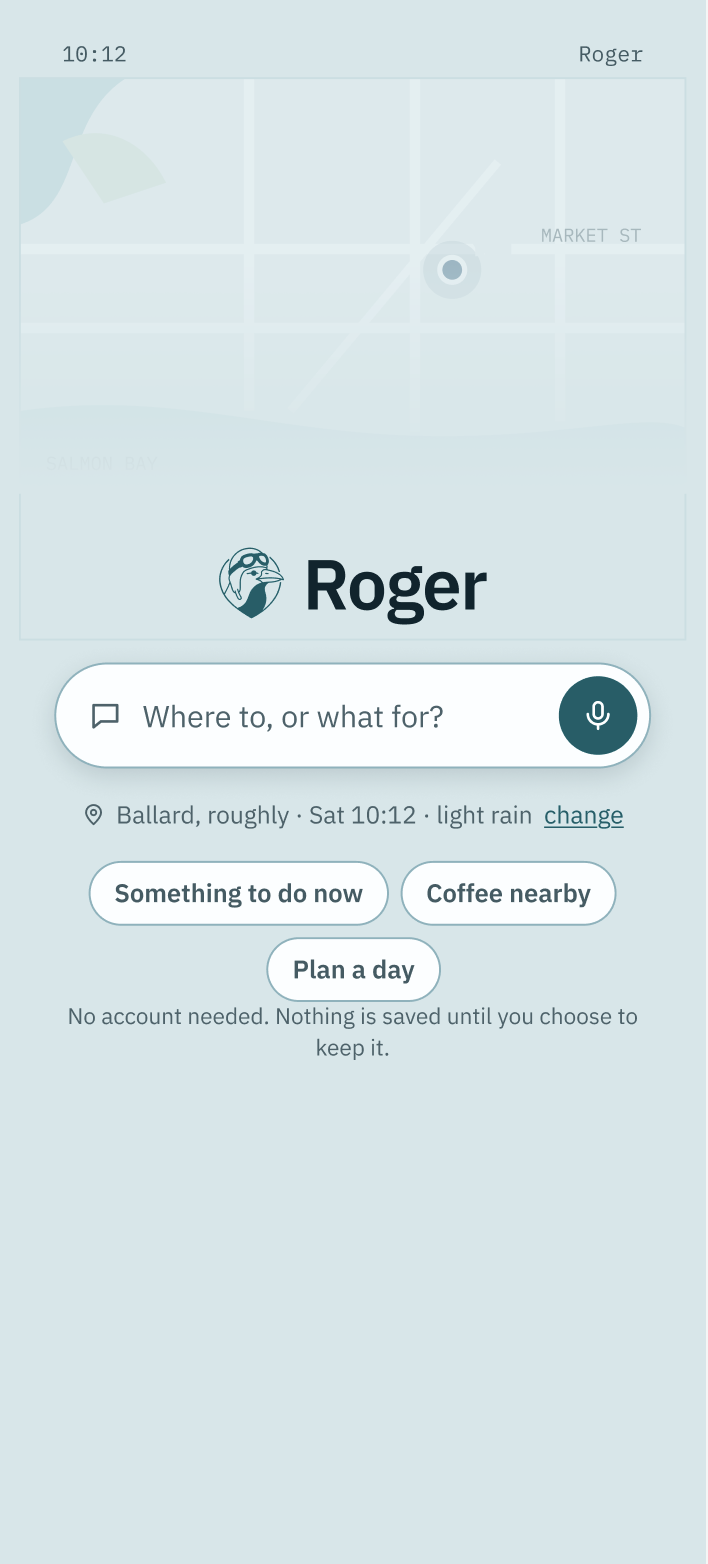 Roger app on a phone